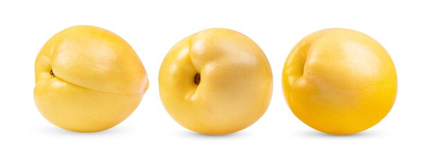 Fruit de nectarine jaune sur fond blanc