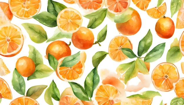 Fruit d'orange en arrière-plan à l'aquarelle