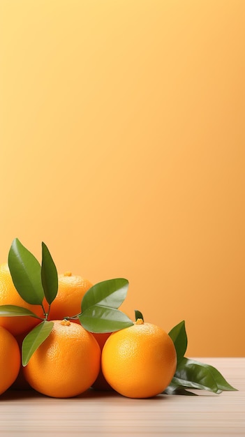 Fruit d'orange avec cadre de feuille copier l'espace génératif ai