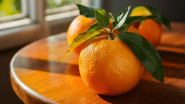 Fruit d'orange douce avec feuilles