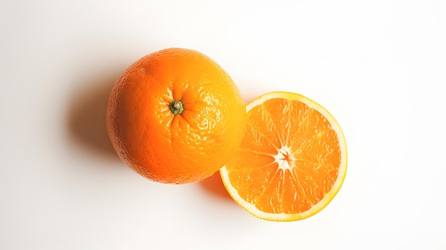 Fruit orange singulier sur blanc