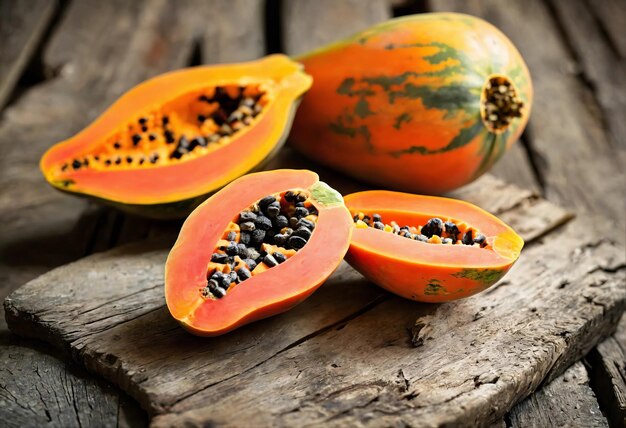 Fruit de papaye sur une table en bois