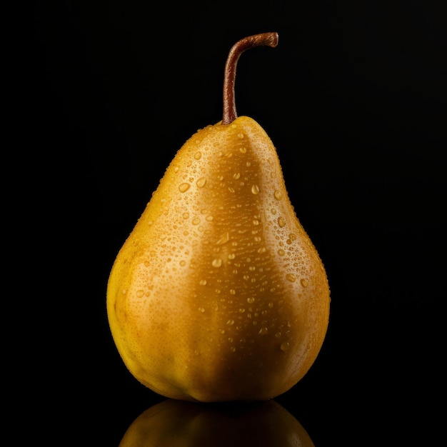 Fruit de poire organique frais illustration carrée photoréaliste régime végétarien sain Ai généré illustration lumineuse sur fond sombre fruit de poire juteux