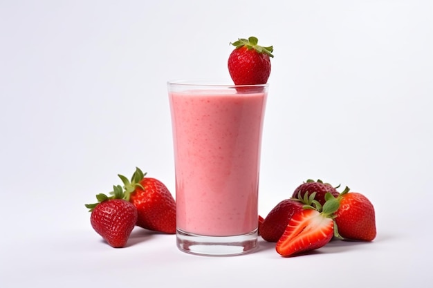 Fruit de smoothie de fraise isolé sur surface blanche