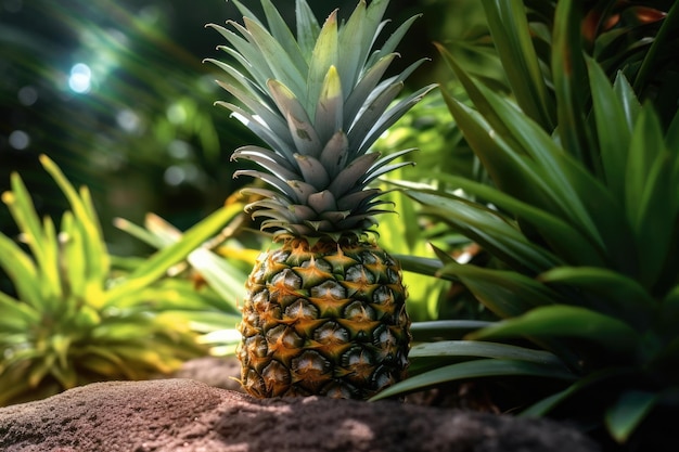 Fruit tropical de l'ananas qui pousse dans l'espace du jardin pour la texture