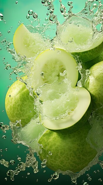 Photo un fruit vert avec un bouquet de concombres