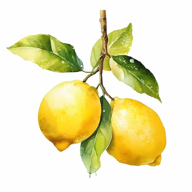 Photo fruit vintage citron aquarelle