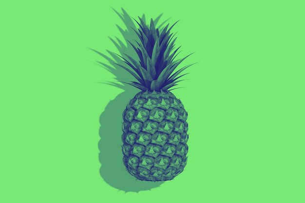 Fruits d'ananas frais et mûrs pour une nutrition saine tropicale sur fond vert. Rendu 3D