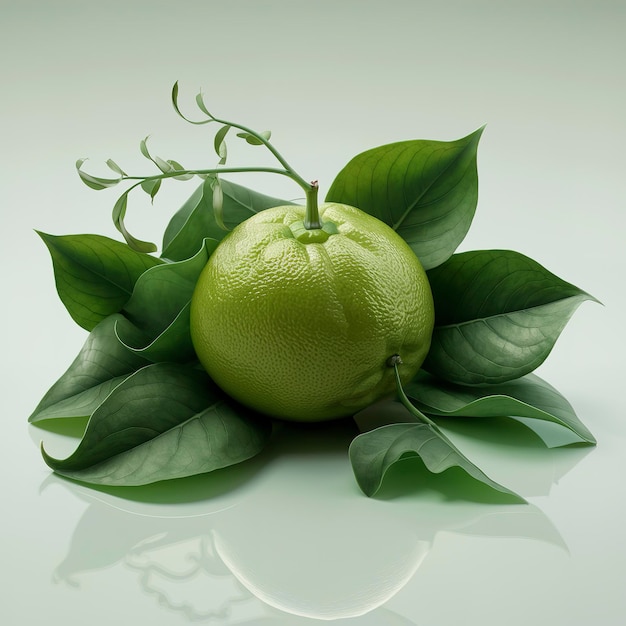 fruits de bergamot frais avec des feuilles isolées sur fond blanc