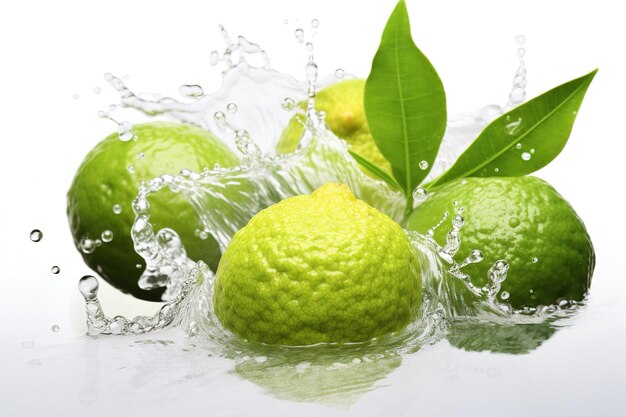 Fruits de bergamot frais et mûrs et eau éclaboussée