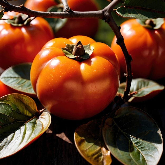 Fruits biologiques crus frais à base de persimmon japonais