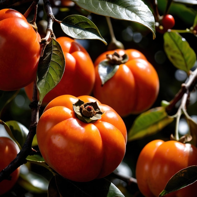 Fruits biologiques crus frais à base de persimmon japonais