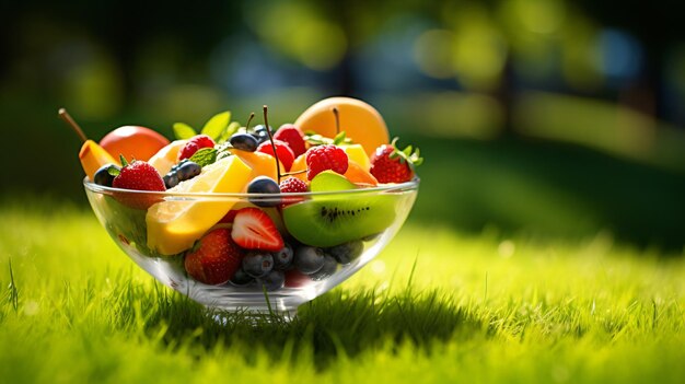 Fruits biologiques frais dans un bol en verre