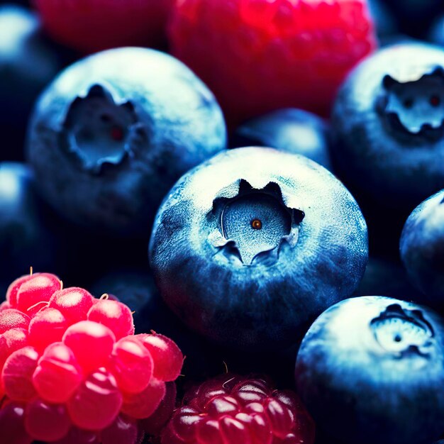 Fruits de bleuets et de framboises