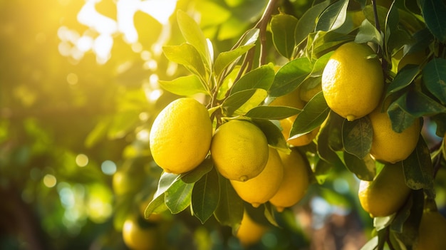 des fruits de citron accrochés à une brancheAIGénérative AI