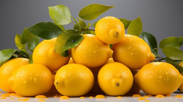 Fruits de citron bio frais avec des feuilles