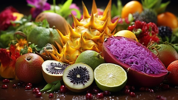 fruits colorés papier peint HD 8K Stock photographique