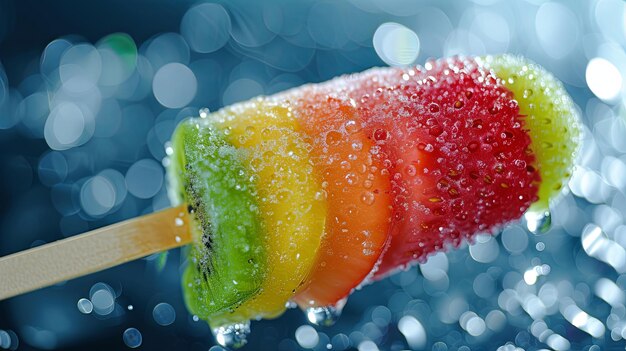 Fruits congelés et baies sur glace à bâton Concept de fond