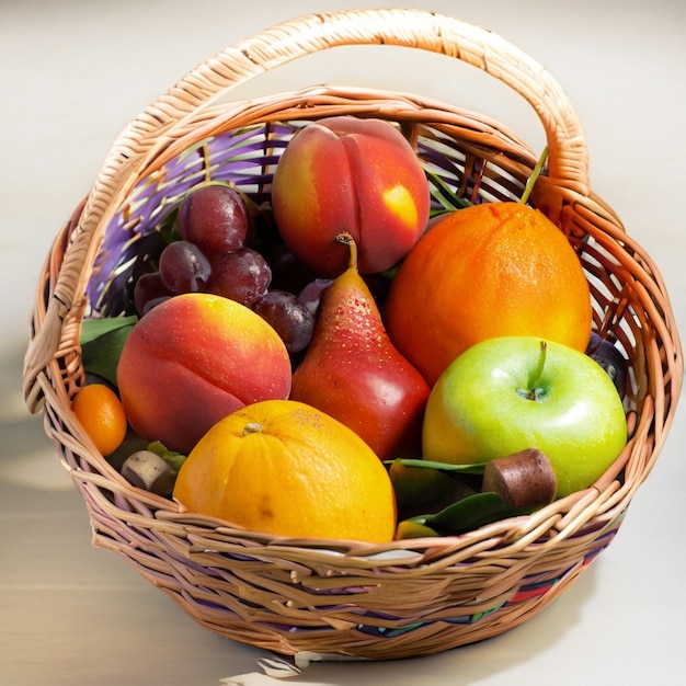 des fruits dans un panier en osier