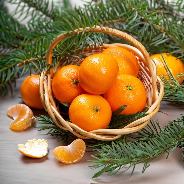 des fruits dans un panier en osier