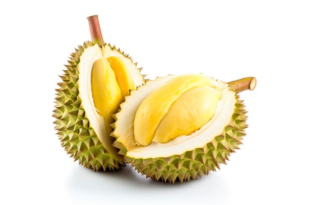 Photo des fruits délicieux et appétissants durian sur fond blanc