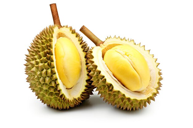 des fruits délicieux et appétissants durian sur fond blanc