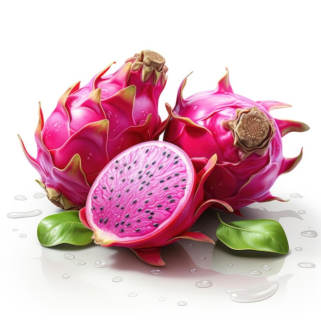 Fruits de dragon rouge de Pitaya isolés sur un fond blanc