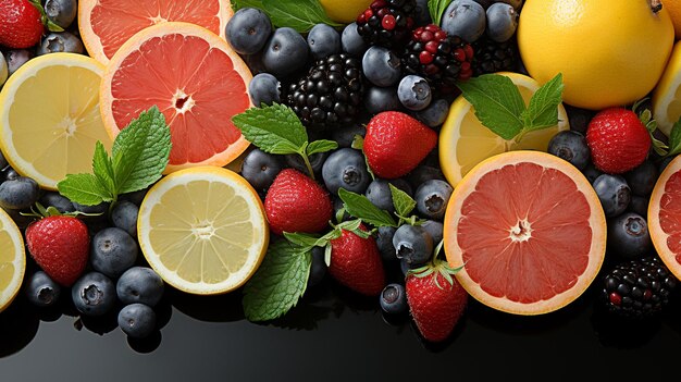 Fruits d'été colorés délicieux et nutritifs au marché des fermiers Ai Generative