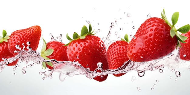 Fruits d'été sains éclaboussures liquides de fraises IA générative