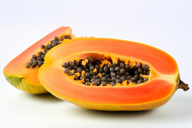 Fruits exotiques papaya ou papaw isolés sur fond blanc alimentation saine alimentation à régime