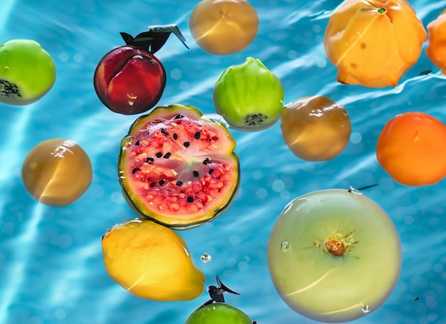 Photo fruits flottants