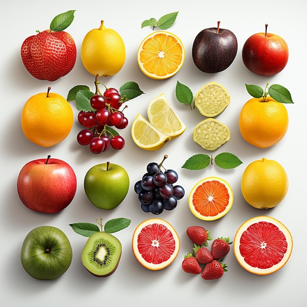 Des fruits sur fond blanc