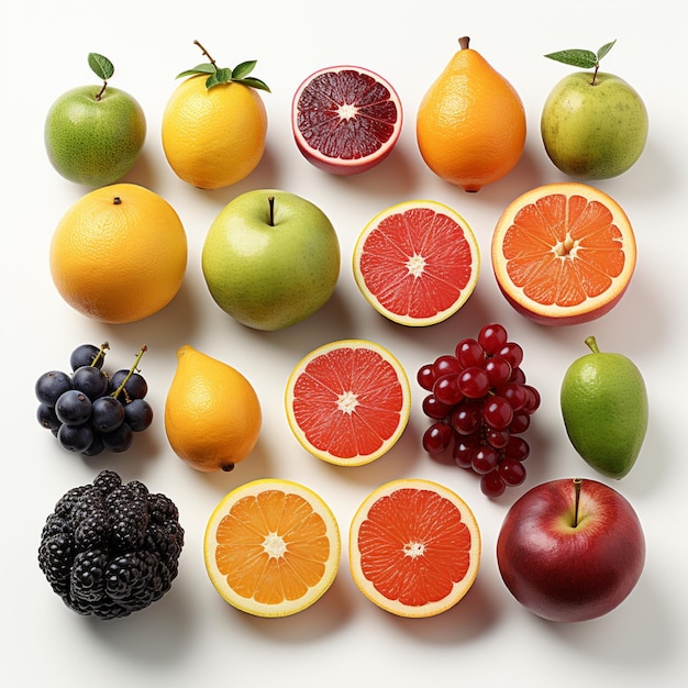 Des fruits sur fond blanc