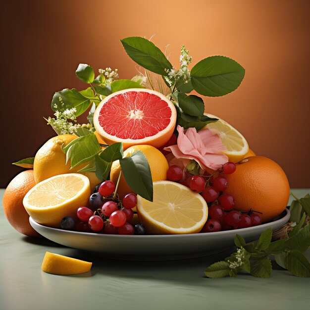 Les fruits frais dans une assiette ont l'air très délicieux.