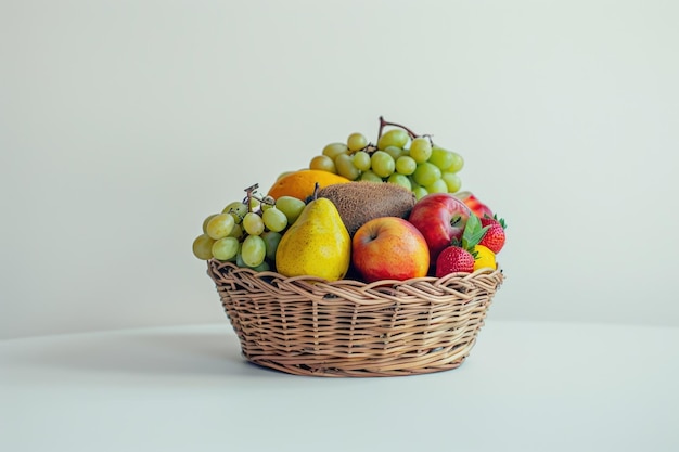 Des fruits frais dans le panier sur un fond blanc