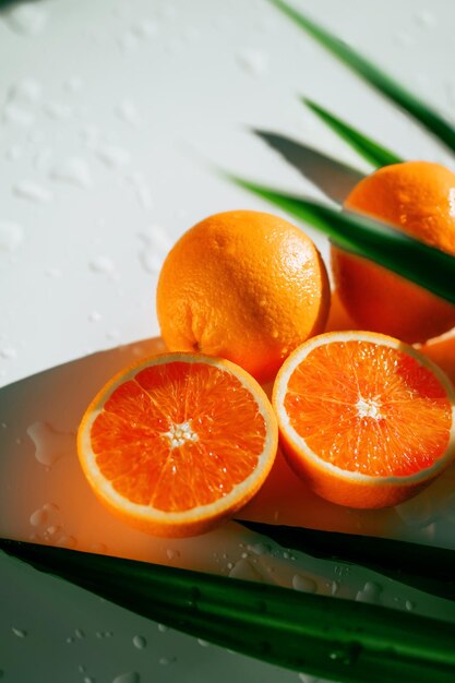 Fruits frais et délicieux Vraie vitamine C vivante Oranges rouges Nourriture végétarienne Mode de vie sain Sain