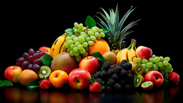 fruits frais sur fond noir