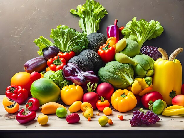 Fruits frais et légumes bio pour manger sainement et suivre un régime photographie d'aliments sains