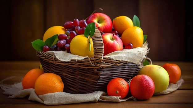 Photo fruits frais variés dans un panier