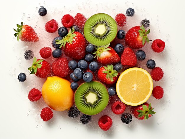 Des fruits frais variés sur un fond blanc