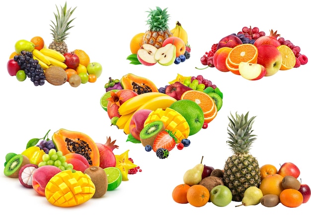Des fruits frais variés sur un fond blanc