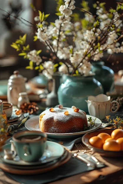 Fruits et gâteaux de Pâques créent la magie du printemps