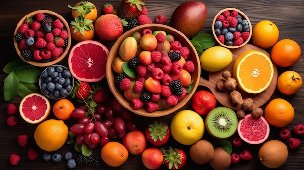 Fruits et ingrédients mélangés sains