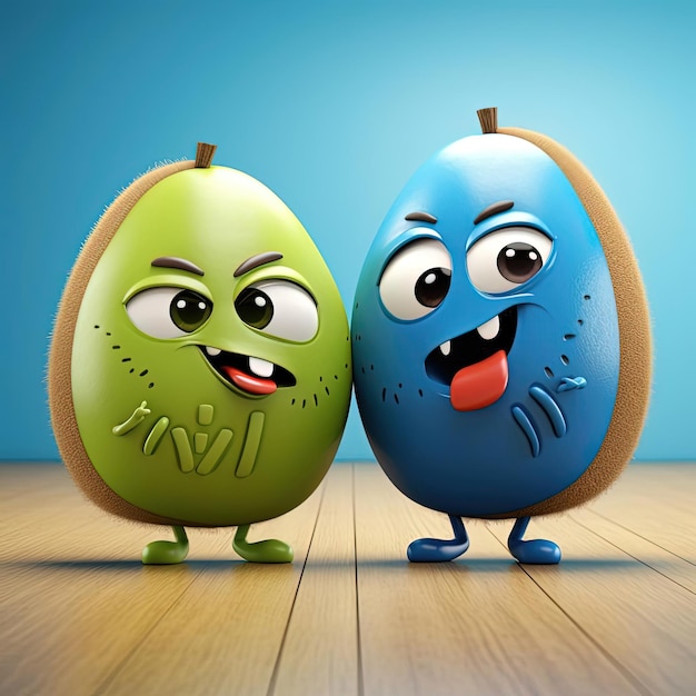 fruits de kiwi et des fruits mis dans le style d'installations de texte et d'emoji