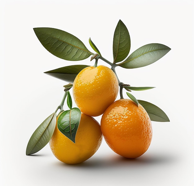 Fruits kumquat sur fond blanc IA générative