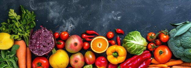 Des fruits et des légumes étalés