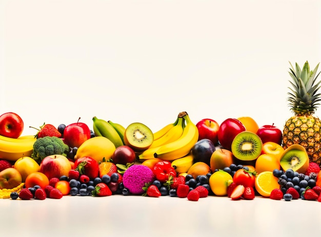 Fruits et légumes sur fond blanc blanc