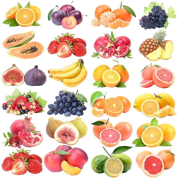 Fruits et légumes sur un fond blanc isolé