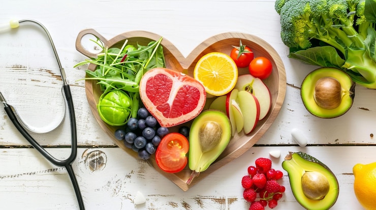 Photo fruits et légumes en forme de cœur