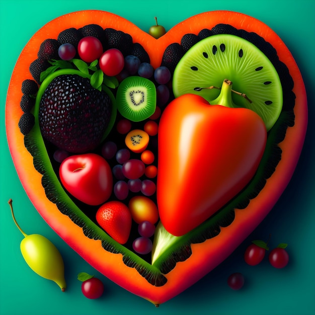 fruits et légumes en forme de coeur